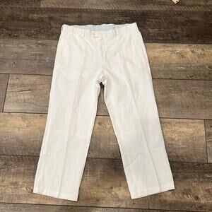 Faconnable Men's Linen Blend Lined Cropped Chino Pant White Size 33x27